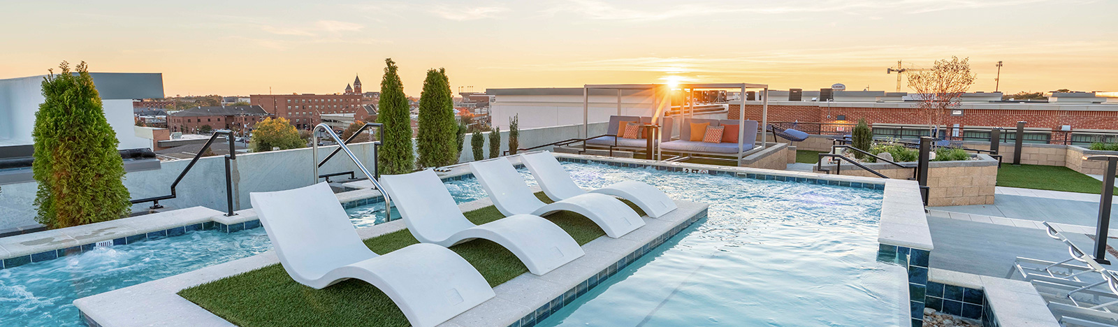 pool at sunset